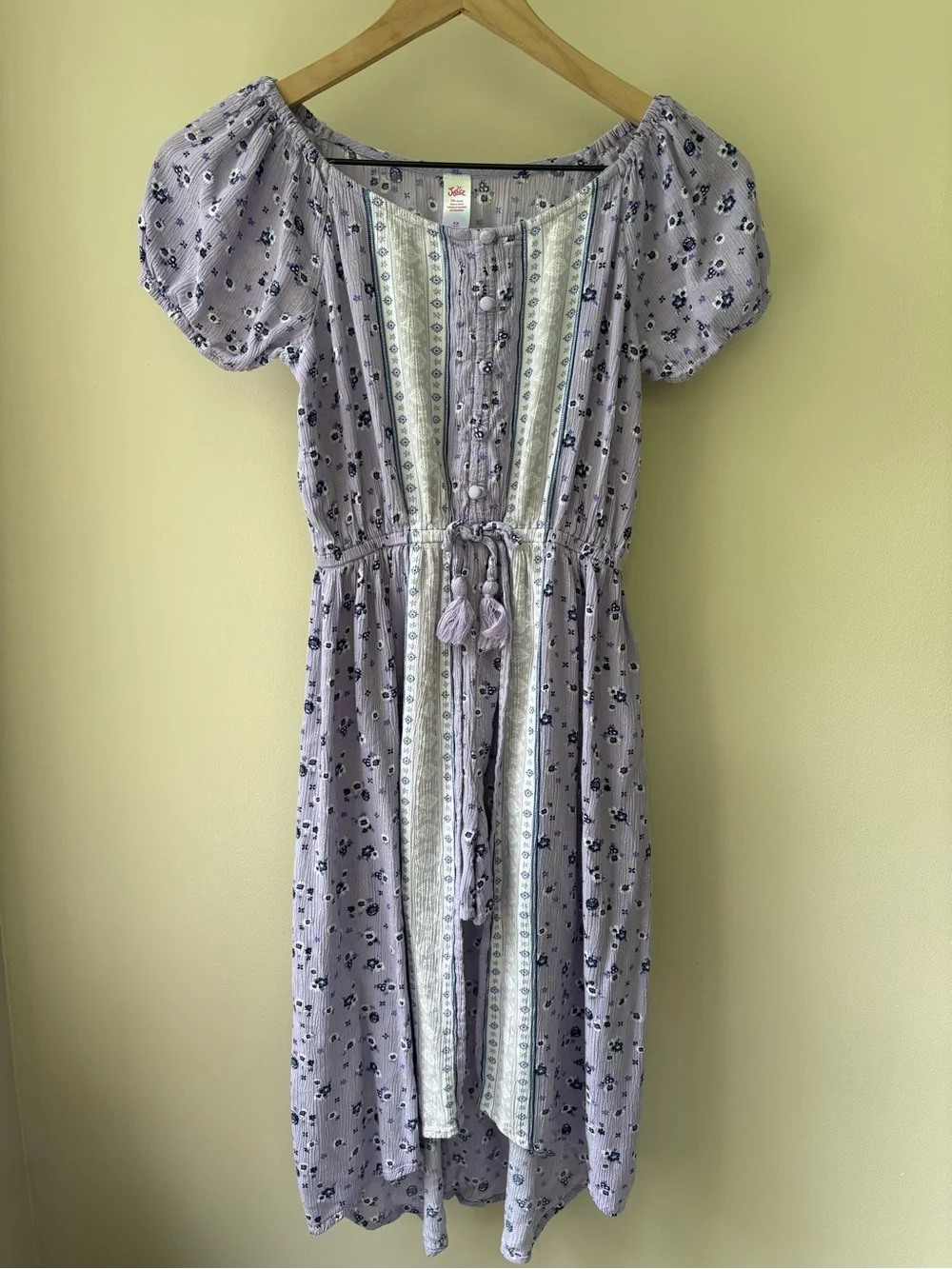 JUSTICE Lilac Floral Button-Front Midi Romper Dress 100% Viscose Size 12 Girls